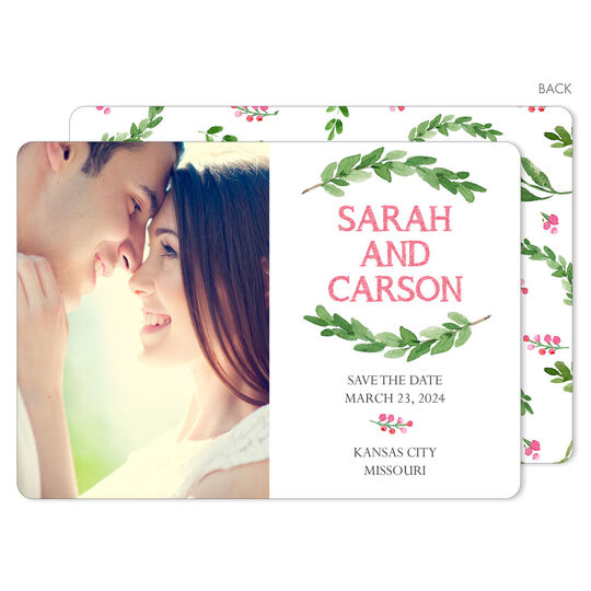 Pink Two Sprigs Photo Save The Date Announcements